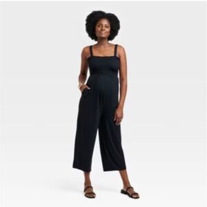 Ingrid & Isabel Jumpsuit Smocked Maternity Casual Black Size S Pregnancy New Mom